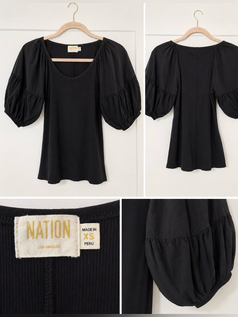 Nation LTD Black Puff Sleeve Scoop Neck Tunic